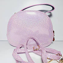 Дитяча лакова сумочка з плаваючіми блискавками для дівчинки довга регульована ручка, фото 2