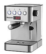 Кавоварка Magio MG-452 еспресо-кавоварка з трубкою-капучинатором металік 850 Вт