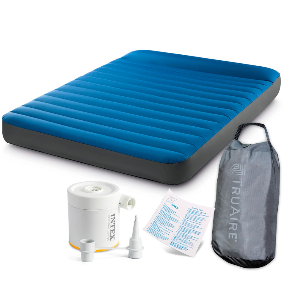 Надувне ліжко матрац велюр Intex (152-191-22 см, для кемпінгу, USB-насос, сумка для матраца) 64013, фото 1