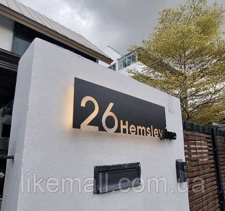 Адресна табличка 90х50 см з композиту на будівлю чи паркан. Інформаційні таблички на замовлення, фото 1