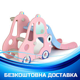 Гірка машинка з баскетбольним кільцем Bambi L-CC01-8 | Гірка машинка Рожева