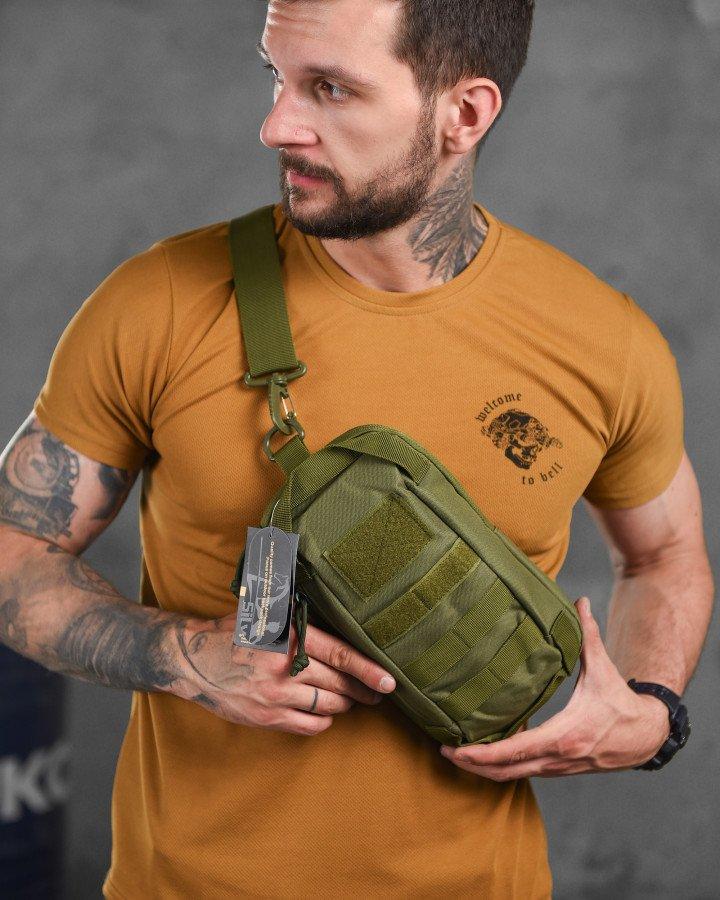 Сумка на плече тактична рюкзак однолямковий silver knight олива ВН11057, фото 1