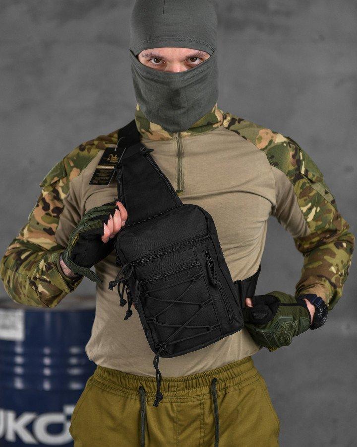 Сумка-слінг тактична з однією лямкою SILVER KNIGHT black ВТ6747, фото 1