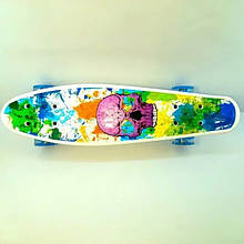 Скейт Пенні Борд Best Board S 29661 зі світними колесами череп різнобарвний