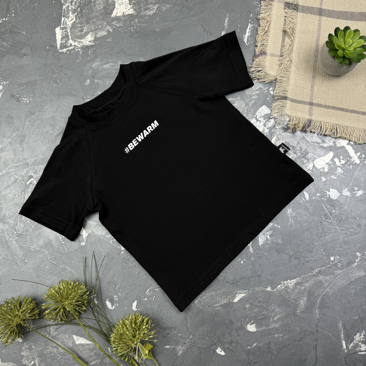 Дитяча футболка реглан #BEWARM чорна