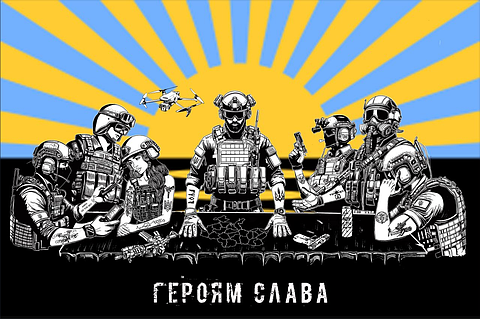 Прапор Банер "Героям Слава" 100x70 Односторонній