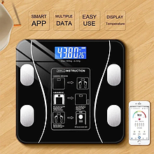 Смарт-ваги Smart Scale Bluetooth Black розумні підлогові фітніс ваги 180 кг