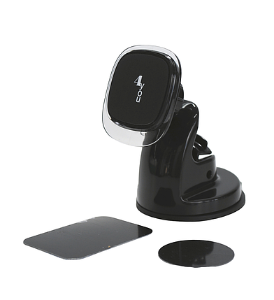 Тримач для телефону в авто 4you GL9 (присоска на торпеду та скло, магнітний) Black, фото 1