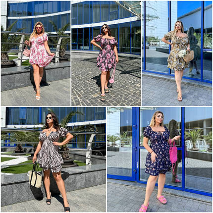 Літнє красиве плаття з короткими рукавами із софту розміри батал, фото 1