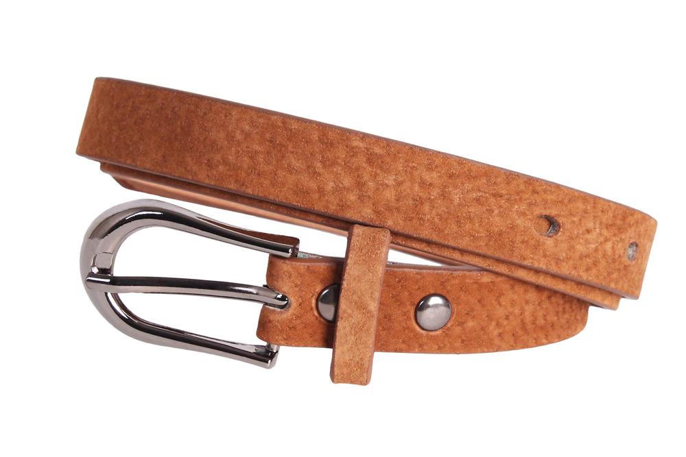 Жіночий вузький ремінь зі штучної шкіри 49165 рудий, фото 1