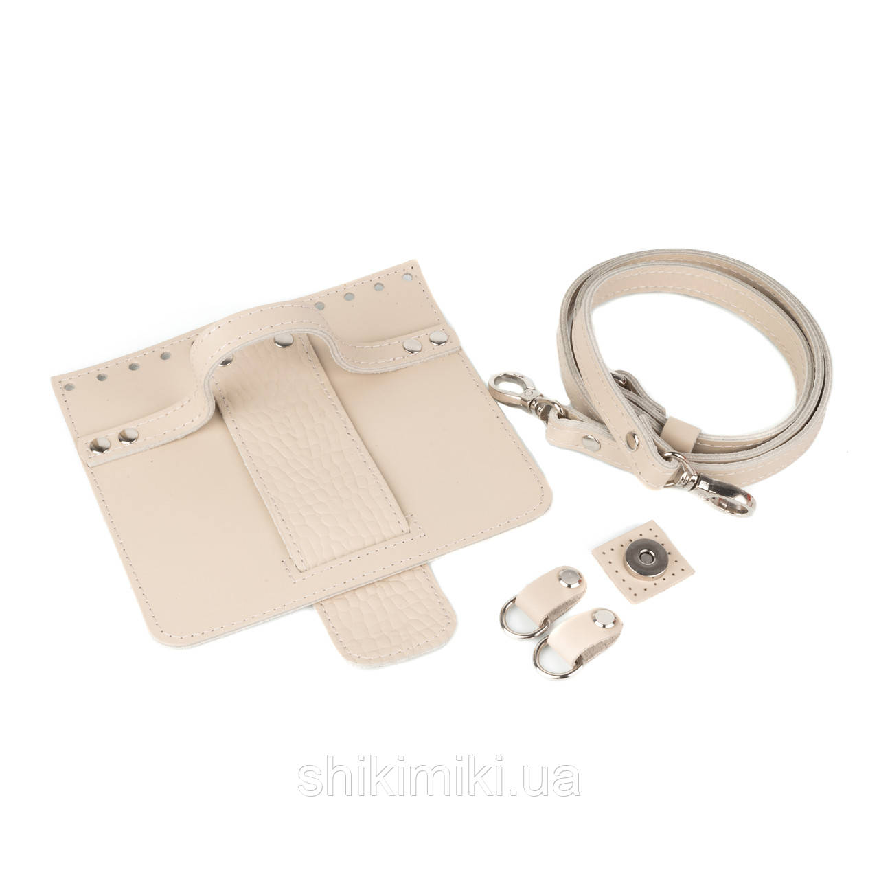 Комплект із натуральної шкіри для сумки Mia, колір Слонова кістка, шкіра +рептилія, фото 1