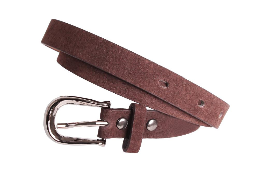 Жіночий вузький ремінь зі штучної шкіри 49166 коричневий, фото 1