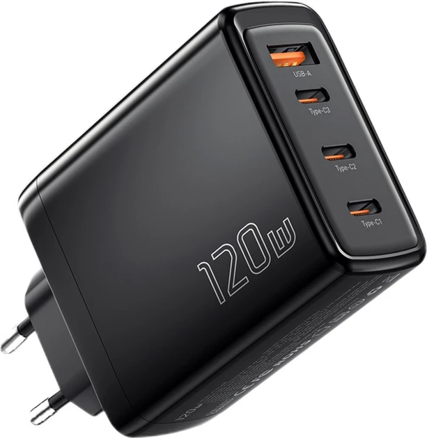 Потужний зарядний пристрій GaN Essager 120 W USB Type-C, QC, PD для iPhone і ноутбуків Macbook, ASUS, Xiaomi,