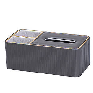 Серветниця органайзер прямокутна з еко-шкіри для дому та кафе з 3 відділеннями сіра