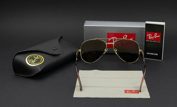 Сонцезахисні поляризаційні окуляри RAY BAN авіатори (арт. 3625)/коричнева лінза/золота оправа, фото 6