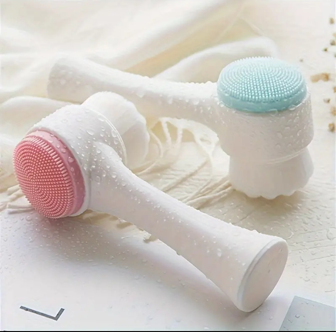 Щітка двостороння для вмивання та очищення обличчя Silicone Face Cleansing Brush, фото 1