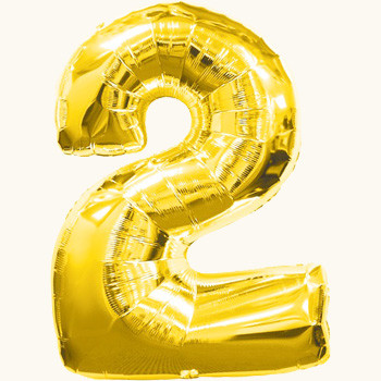 Куля цифри "2" Колір: золото. Розмір: 32"(80см). Материал: Фольга.