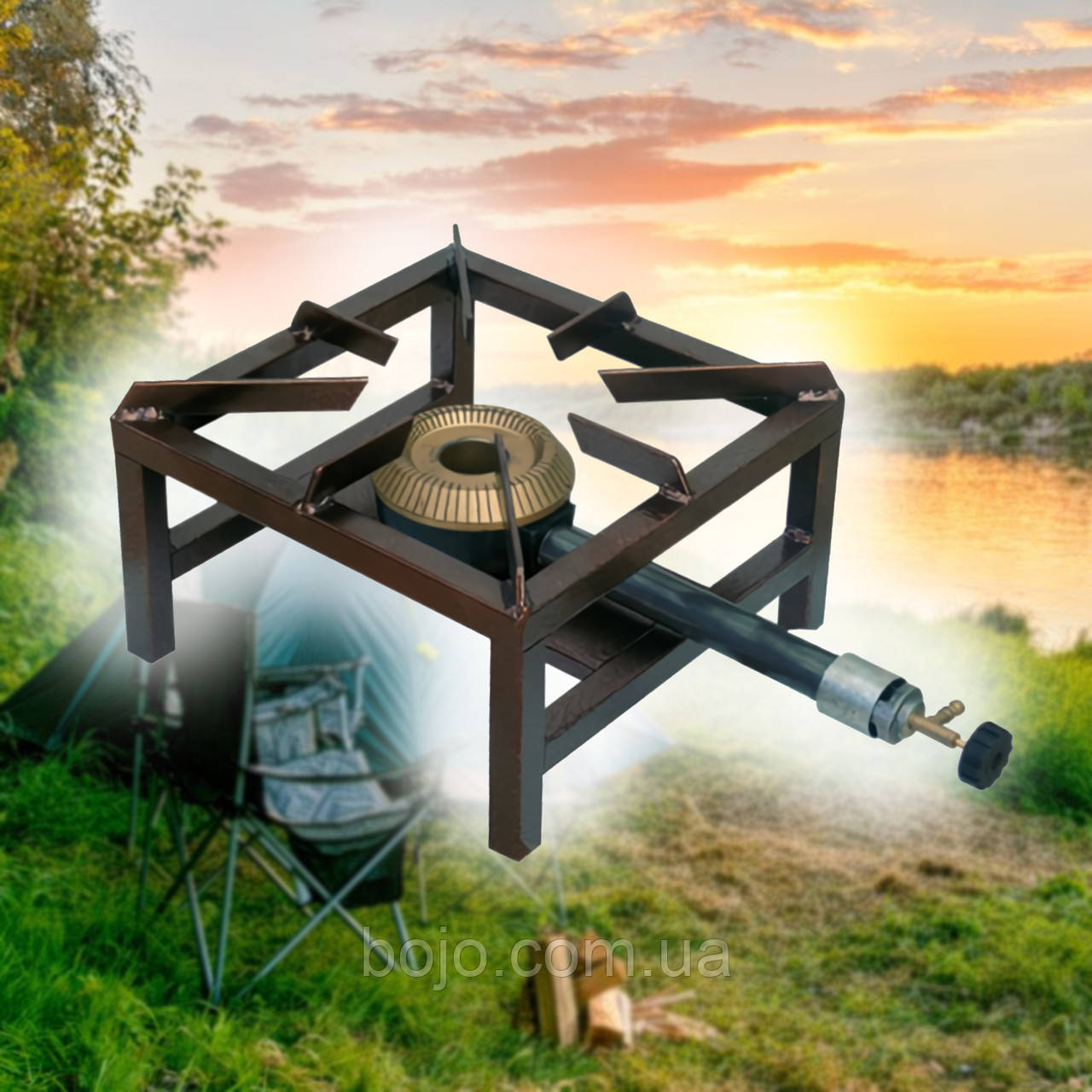 Портативна настільна газова плита з нержавіючої сталі на 1 конфорку Guryan 21х21 см 2674