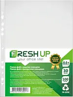 Файли для документів пластикові (А4+, глянсові, 30мкм, 100шт) Fresh Up FR-2030