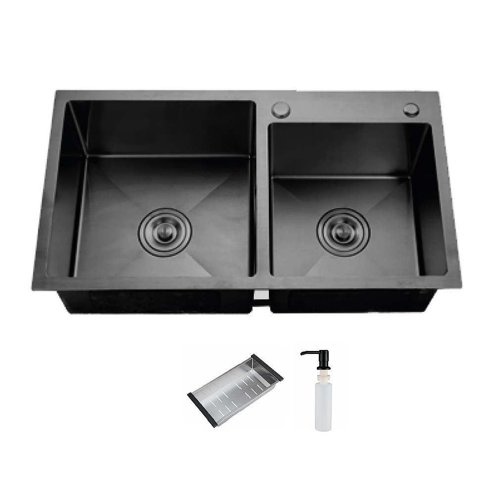 Кухонна мийка ITAL HD7541, 750x410мм, нержавіюча сталь, чорний, фото 1