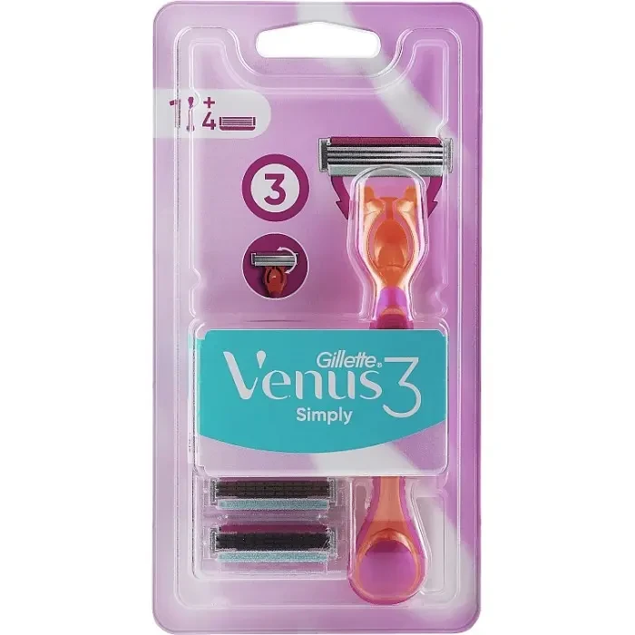 Станок для гоління Gillette Venus Simply3 з чотирьма змінними насадками