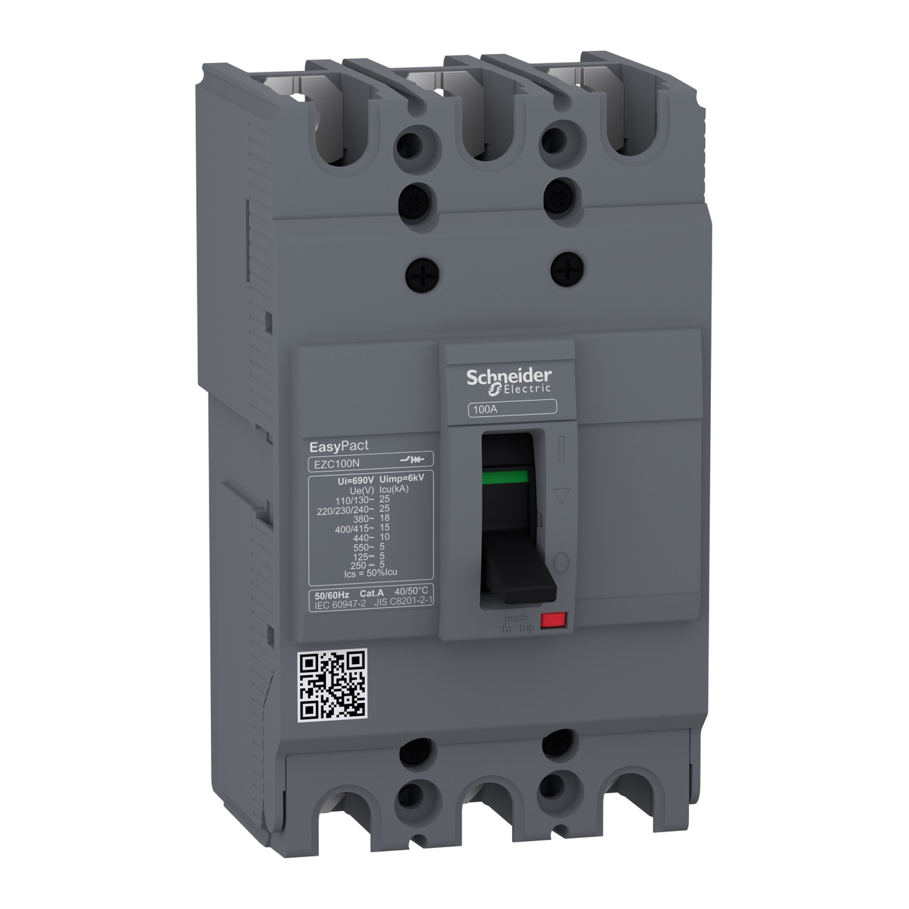 Автоматичний вимикач EASYPACT EZC100N 3P 15кА 63А з тепломагн. розчеплювачем Schneider, фото 1