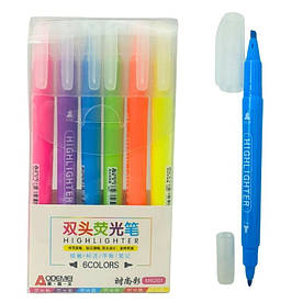 Набір текстових маркерів AODEMEI 6 шт в упаковці, двохсторонні