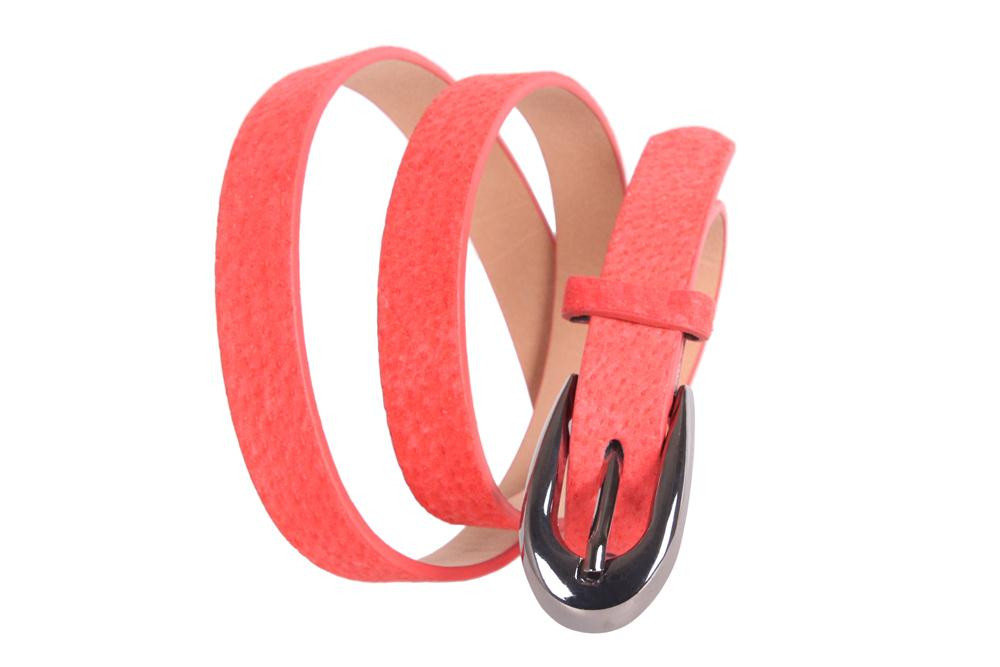 Жіночий вузький ремінь зі штучної шкіри 49171 помаранчевий, фото 1