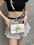 Жіноча сумка рептилія крос-боді з пташками біла, фото 5