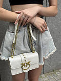 Жіноча сумка рептилія крос-боді з пташками біла, фото 6
