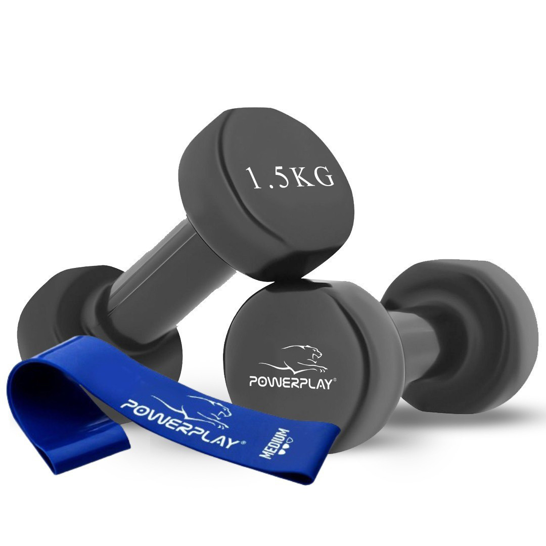Гантелі вінілові PowerPlay 2 * 1,5 кг. PP_4121 Чорні (2шт. - пара), фото 1
