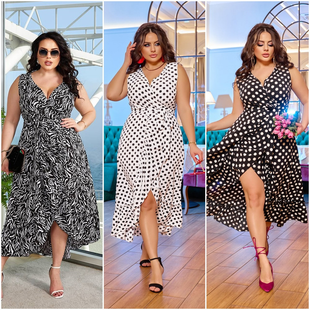 Літнє красиве плаття без рукаво із софту розміри батал