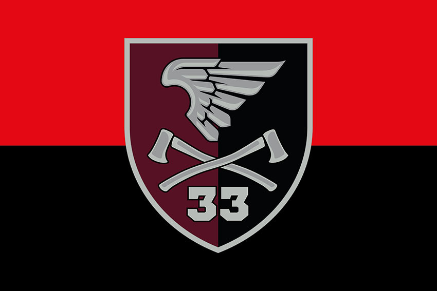 Прапор 33 інженерного батальйону (33 ОІБ) ДШВ ЗСУ червоно-чорний