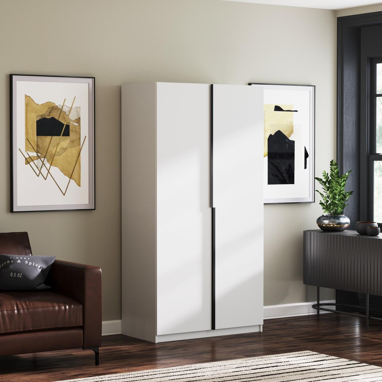 Шафа з алюмінієвими ручками 2400х1000х520 мм Білий, фото 1