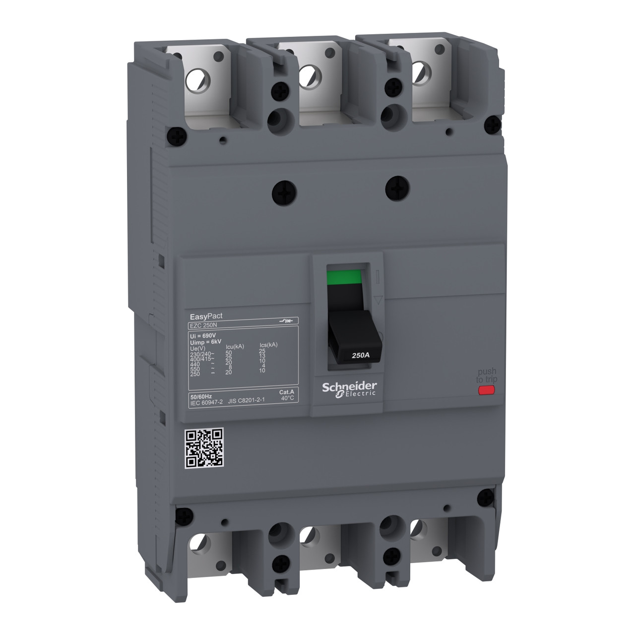 Автоматичний вимикач EASYPACT EZC250N 3P3T 25кА 200А з тепломагн. розчеплювачем Schneider, фото 1