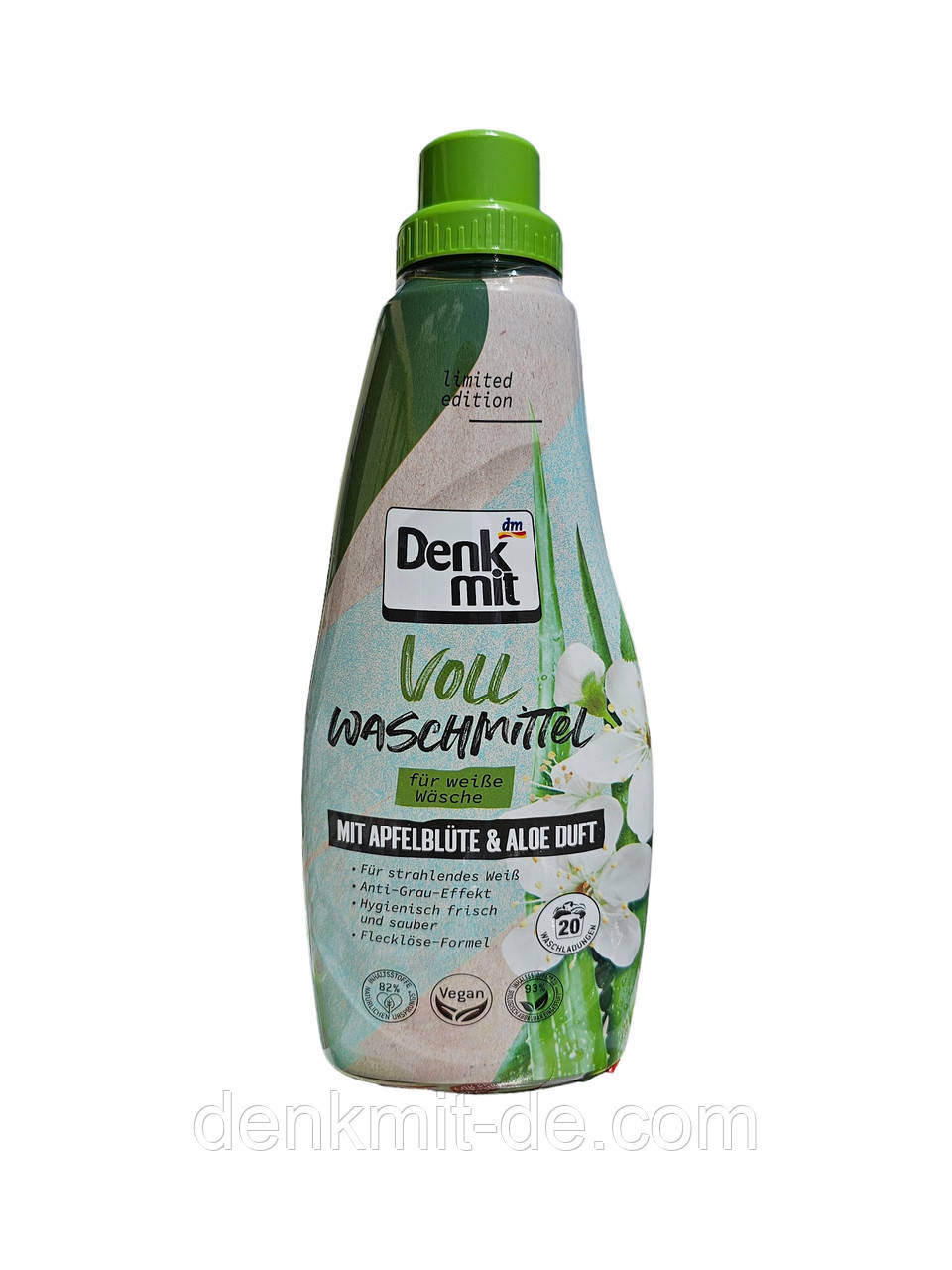 Гель для прання світлої та білої білизни Denkmit Vollwaschmittel Apfelblute Aloe, 1 л
