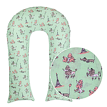 Наволочка на подушку для вагітних та дітей U-280 115х87 см Песики на бірюзовому