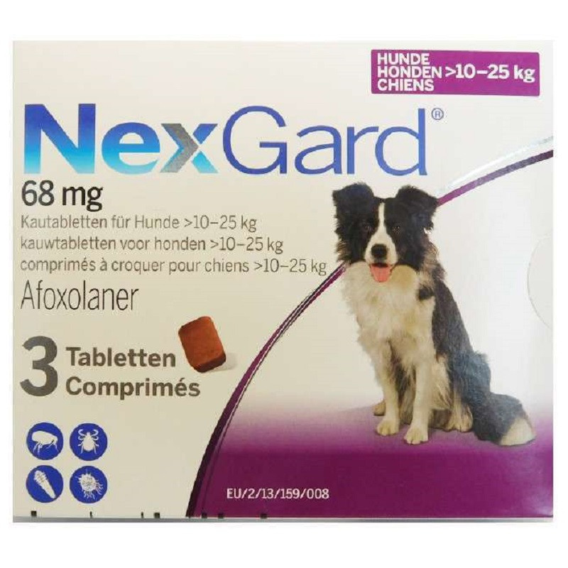 Таблетки жувальні для собак 10-25 кг NexGard від бліх і кліщів No3 Merial, фото 1