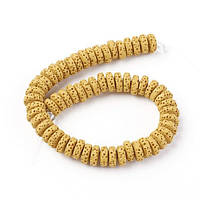 Намистини Натуральна Лава 8х4 мм 58 шт Круглі Плоскі Золотистий