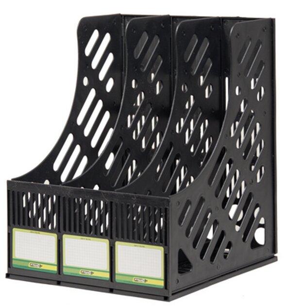 Лоток 4Office пластиковий вертикальний на 3 віділення Чорний (4-402-09), фото 1