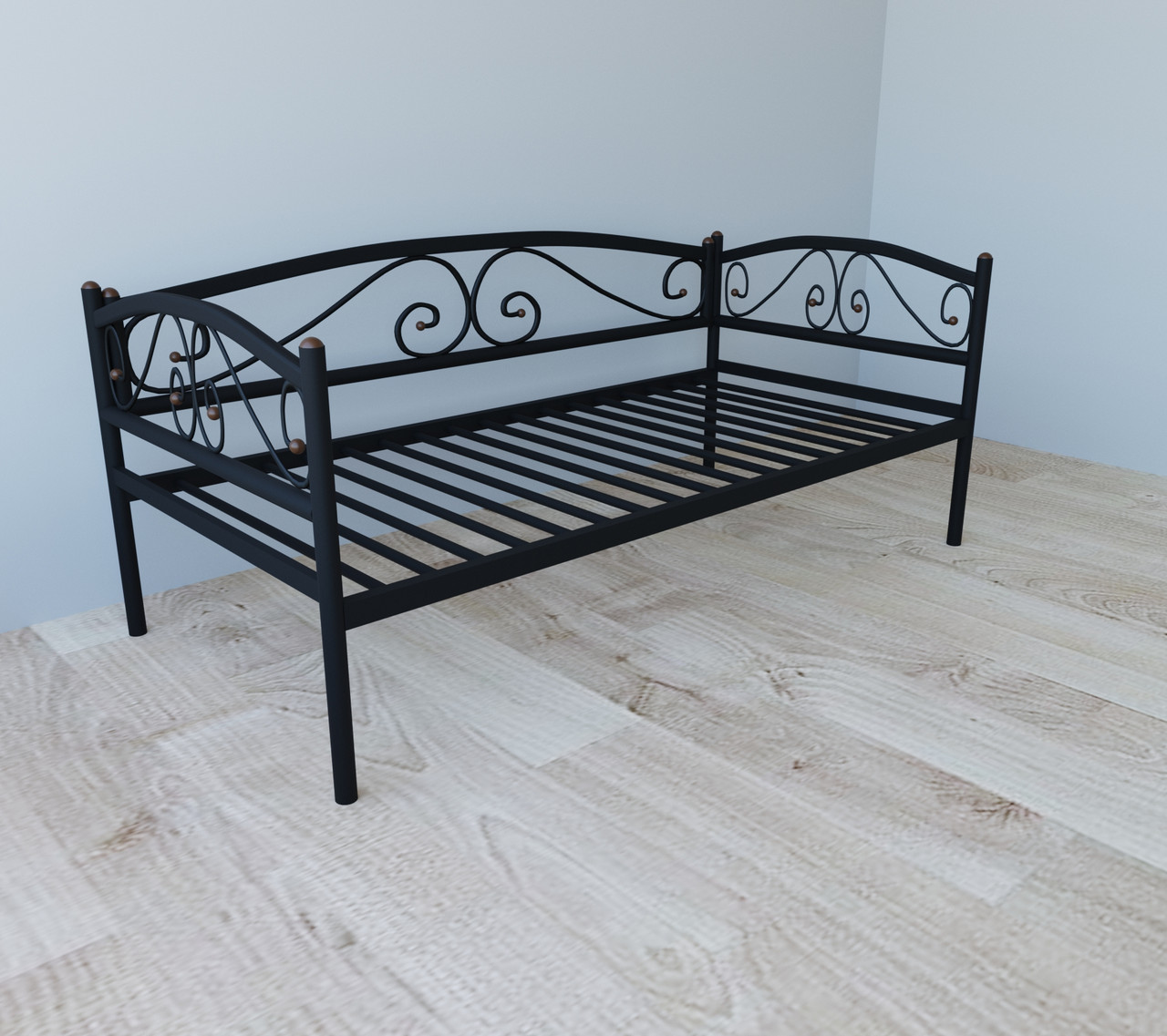 Ліжко-тахта металеве Tobi Sho VERONA Lux полуторне 190X140 Чорний