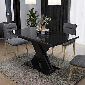 Обідній розсувний стіл ЛАМАР МДФ Neman, колір чорний глянець, фото 2