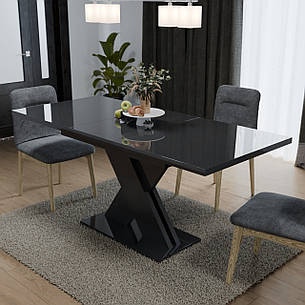 Обідній розсувний стіл ЛАМАР МДФ Neman, колір чорний глянець, фото 1
