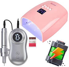 Манікюрний набір на акумуляторі для майстра манікюру: лампа S10 + фрезер JF-602, RD-49