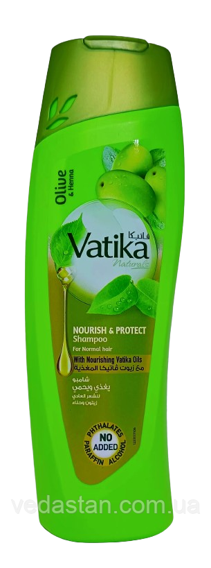 Шампунь Ватіка Живильний для нормального волосся з оливковим і маслом солодкого миндаля, алое