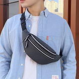 Поясна сумка бананка світловідбиваюча сіро блакитна, фото 3