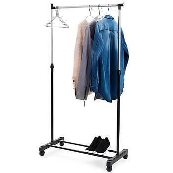 Телескопічна стійка для одягу 78х150х38см, Double Pole / Підлогова вішалка на колесах / Стійка для речей