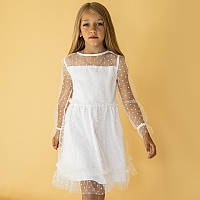 Гарне святкове святкове фатинове плаття для дівчинки біле.