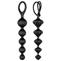 Набір анальних намистин Satisfyer Beads Black, силікон, макс. діаметр 3,3 см та 3,5 см, Черный - SO2740