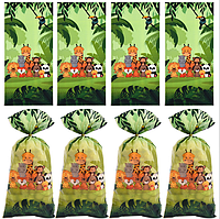 Пакети подарункові з малюнком африканські тварини для солодощів фасувальні з затискачами 10 шт 27х12.5 см